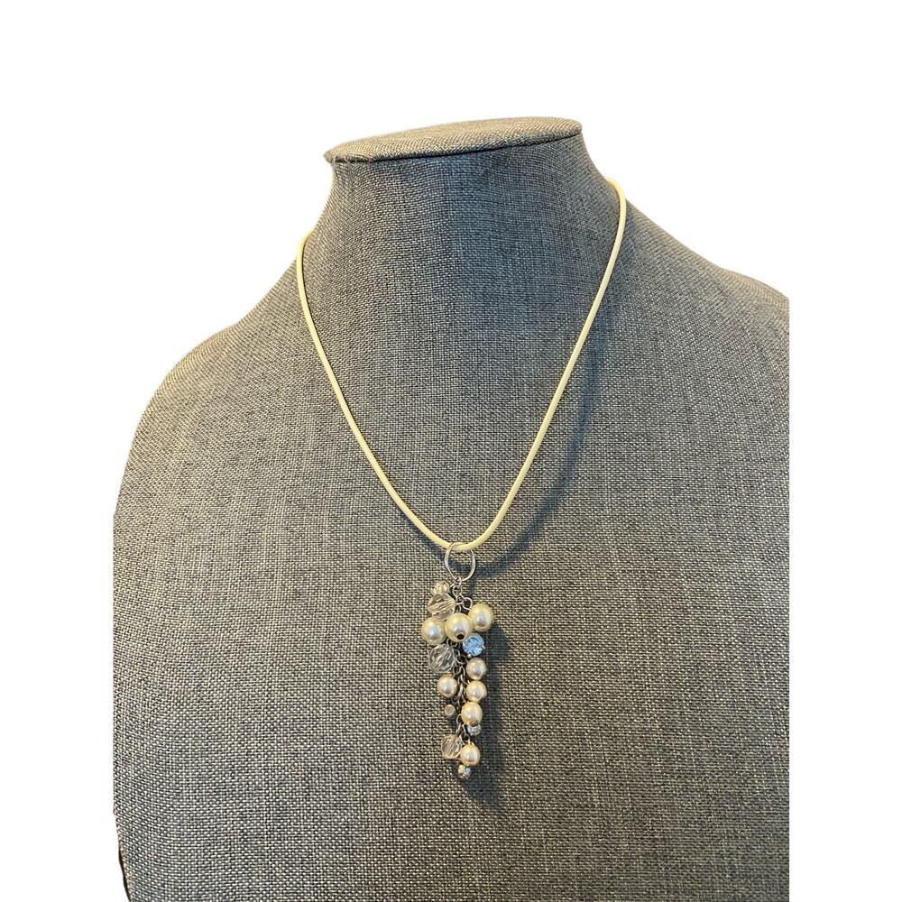 Upcycled faux pearl cluster necklace
